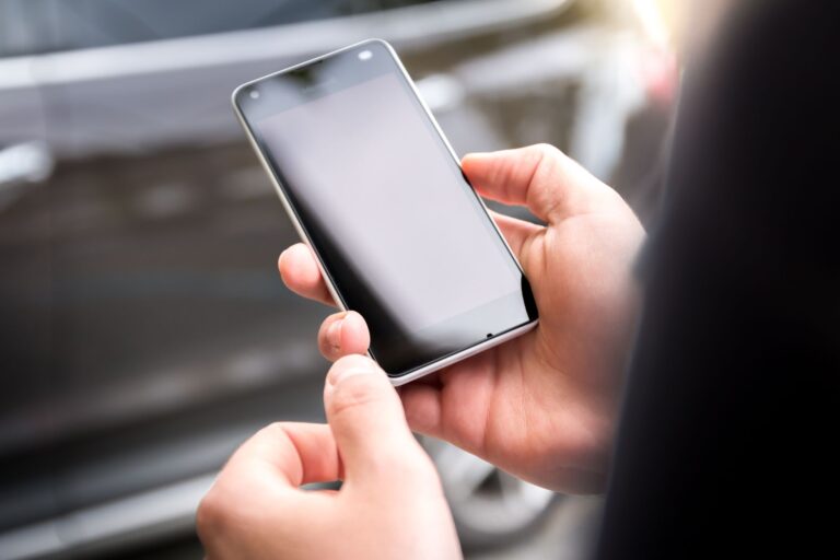 Hands holding a smartphone